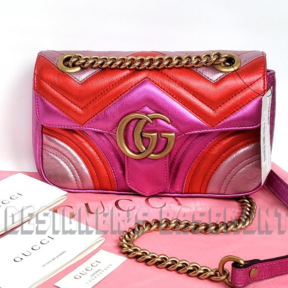 Gucci Handbags - GUCCI pink/red GG MARMONT Matelasse Crossbody Bag